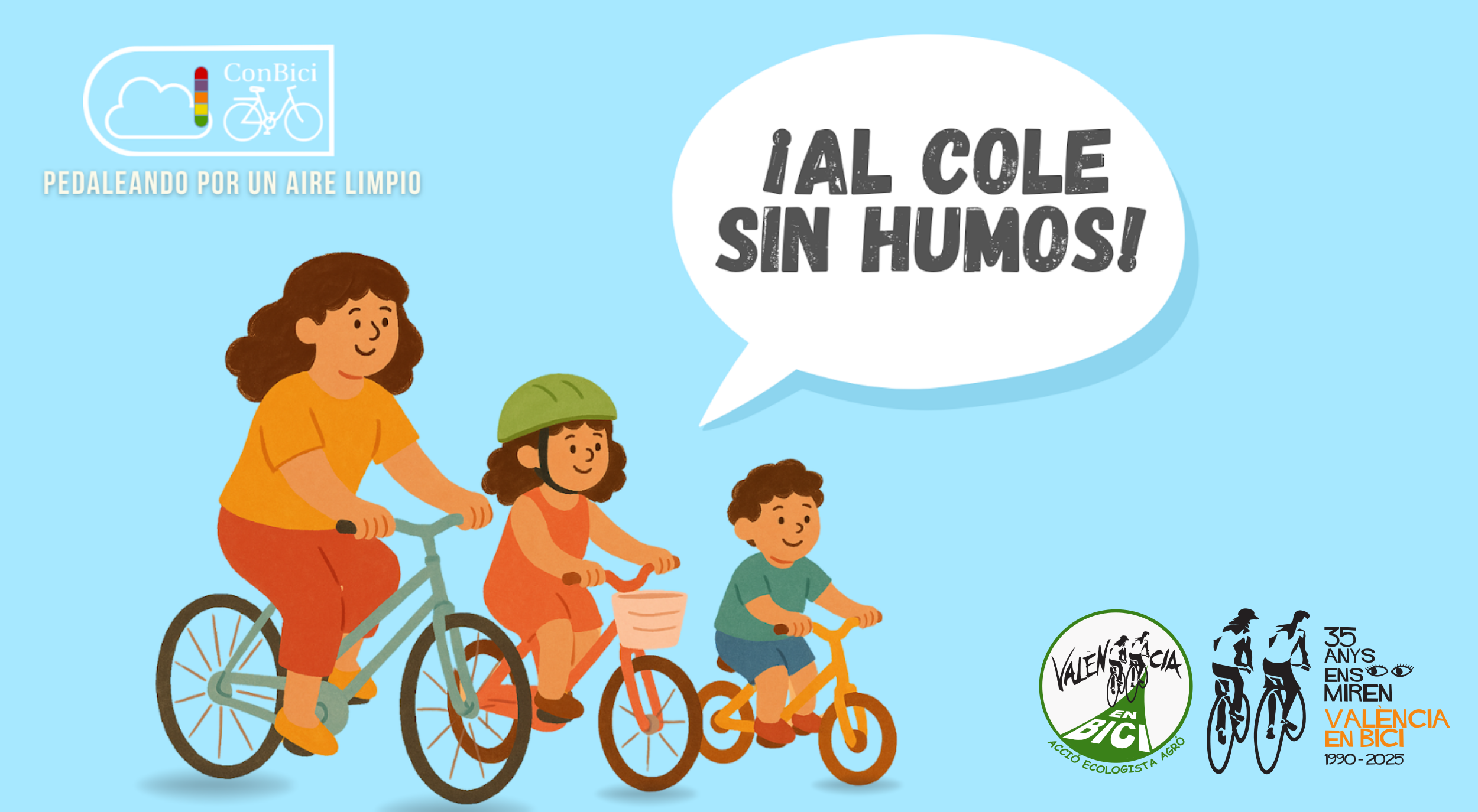 Cartel "al cole sin humos" 2025 ConBici VeB